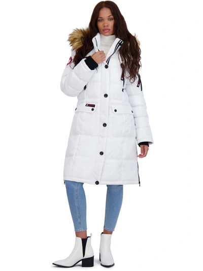 Canada Weather Gear Womens Faux Fur Heavyweight Puffer Coat In White