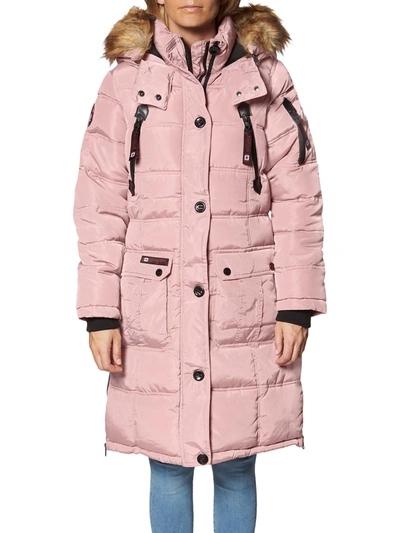 Canada Weather Gear Womens Faux Fur Heavyweight Puffer Coat In Pink