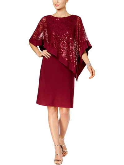 R & M Richards Womens Sequined Lace Special Occasion Dress In Red
