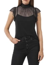1.state Womens Mockneck Flutter Sleeve Blouse In Black