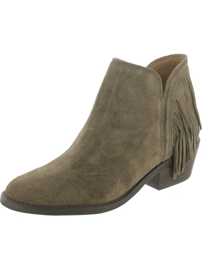 Lucky Brand Freedah Womens Suede Fringe Ankle Boots In Multi