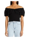 Bb Dakota By Steve Madden Did I Flutter Womens Smocked Ruffled Pullover Top In Black