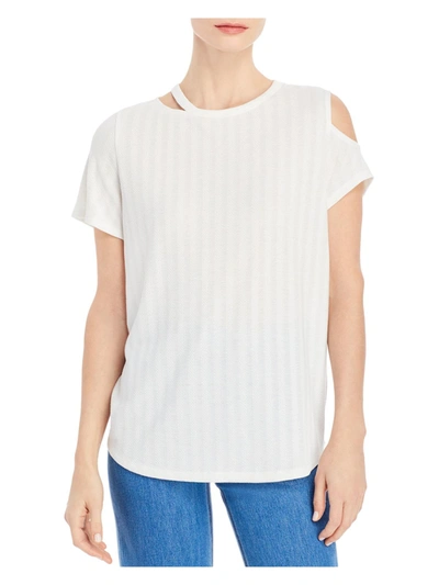 Status By Chenault Womens Cut-out Ribbed Pullover Top In White