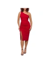 Aqua Womens One Shoulder Knee-length Cocktail And Party Dress In Red
