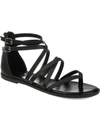 Journee Collection Zailie Womens Faux Leather Thong Gladiator Sandals In Black