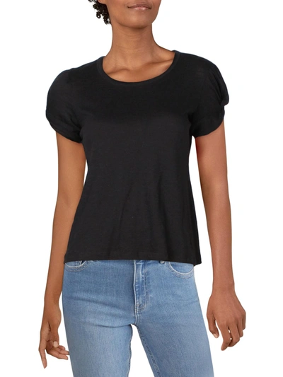 Supply & Demand Womens Heathered Puff Sleeves T-shirt In Black