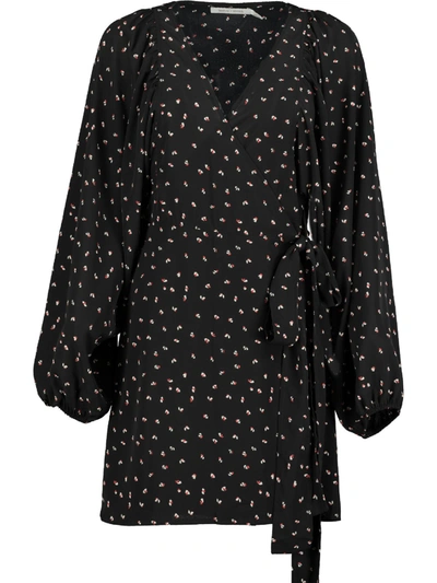 Bishop + Young Womens Printed Midi Wrap Dress In Black