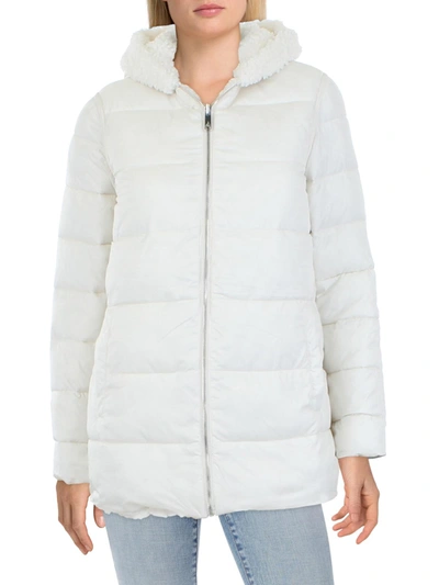 Sam Edelman Womens Faux Fur Cold Weather Anorak Jacket In White
