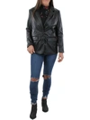 Steve Madden Womens Faux Leather Office Two-button Blazer In Black