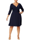 Ny Collection Plus Size Ruched A-line Dress In Blue