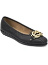 Aerosoles Big Bet Womens Faux Leather Slip On Flats In Black