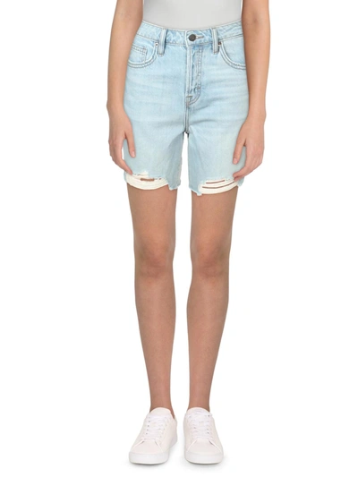 Hidden Jeans Womens Destroyed Mom Denim Shorts In Blue