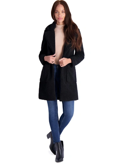 French Connection Womens Teddy Faux Shearling Faux Fur Coat In Black