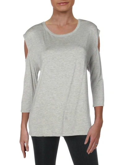 Alison Andrews Womens Scoop Neck Cold Shoulder T-shirt In Grey