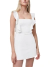 French Connection Whisper Womens Ruffled Short Mini Dress In White