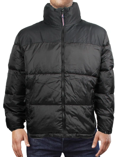 London Fog Mens Puffer Colorblock Quilted Coat In Black