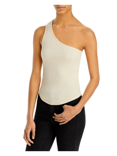 Line & Dot Mia Womens Ribbed Knit One Shoulder Tank Top In Beige