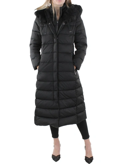 Tahari Womens Winter Long Down Coat In Black