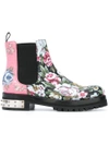 ALEXANDER MCQUEEN mixed floral Mod boots,RUBBER100%