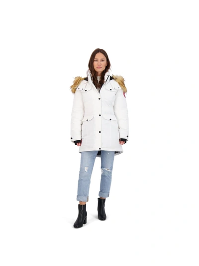 Canada Weather Gear Womens Faux Fur Heavyweight Parka Coat In White