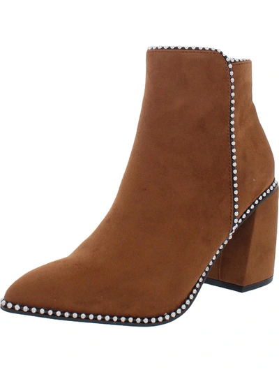 Steve Madden Jinxed Womens Embellished Pointed Toe Ankle Boots In Brown