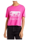 BLOOMIE'S PALM WOMENS GRAPHIC BOXY T-SHIRT