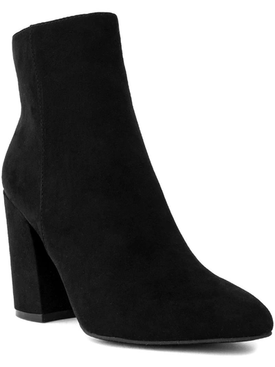 Sugar Evvie Womens Block Heel Pointed Toe Ankle Boots In Black