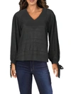 COLLECTIVE CONCEPTS WOMENS RUFFLED TIE-SLEEVES TOP