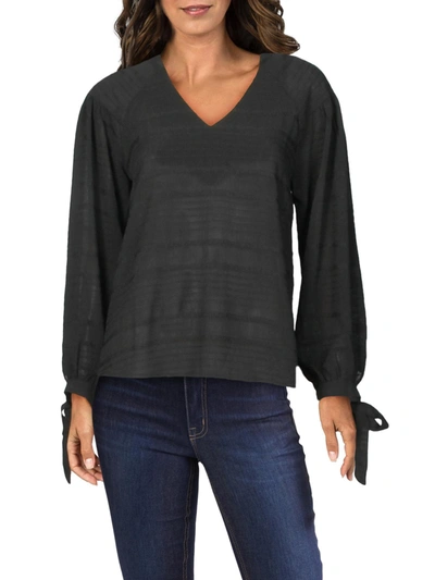 Collective Concepts Womens Ruffled Tie-sleeves Top In Black