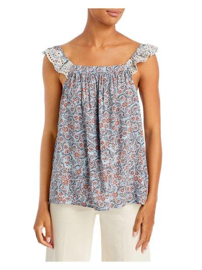 Fever Womens Printed Off The Shoulder Tank Top In Blue