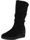 ANNE KLEIN PEGGY WOMENS SUEDE FAUX FUR LINED MID-CALF BOOTS