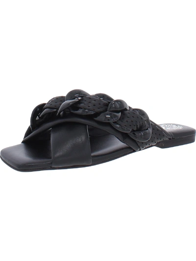 Vince Camuto Azori Womens Leather Square Toe Slide Sandals In Black