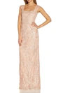 ADRIANNA PAPELL WOMENS SEQUINED MAXI EVENING DRESS