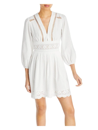Aqua Womens Cotton Short Mini Dress In White
