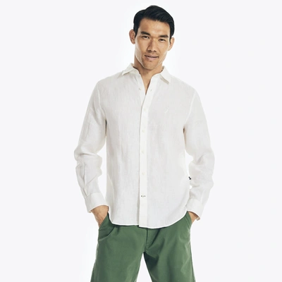 Nautica Mens Linen Shirt In White