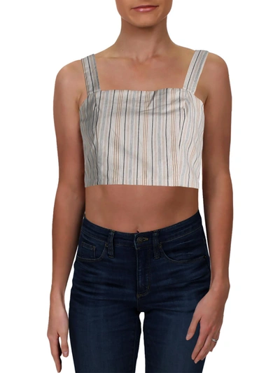 Le Lis Womens Cotton Pinstriped Crop Top In Beige