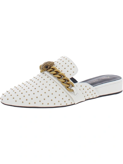 Kurt Geiger Chelsea Womens Leather Studded Mules In White