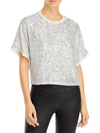 LUCY PARIS SERENA WOMENS SEQUINED SHORT SLEEVES BLOUSE