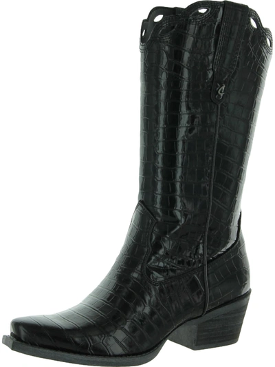 Circus By Sam Edelman Jill Womens Patent Embossed Cowboy, Western Boots In Black