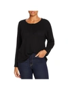 AQUA CURVE PLUS WOMENS WAFFLE LONG SLEEVE HENLEY TOP