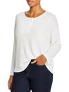 AQUA CURVE PLUS WOMENS WAFFLE LONG SLEEVE HENLEY TOP