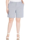 Tommy Hilfiger Plus Hollywood Womens Knee Length Pinstripe Khaki, Chino Shorts In Blue