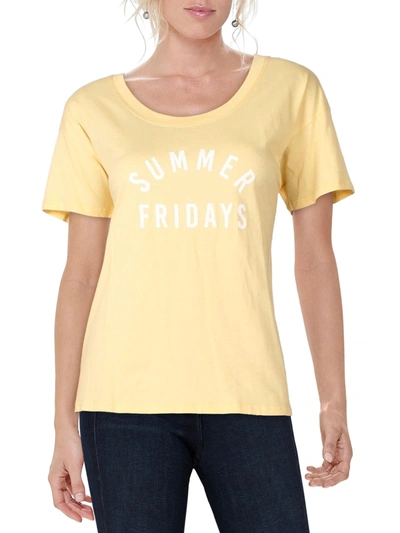 Knit Riot Summer Fridays Womens Cotton Graphic T-shirt In Yellow