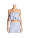 Sage Wild One  Womens Striped Strapless Crop Top In Blue