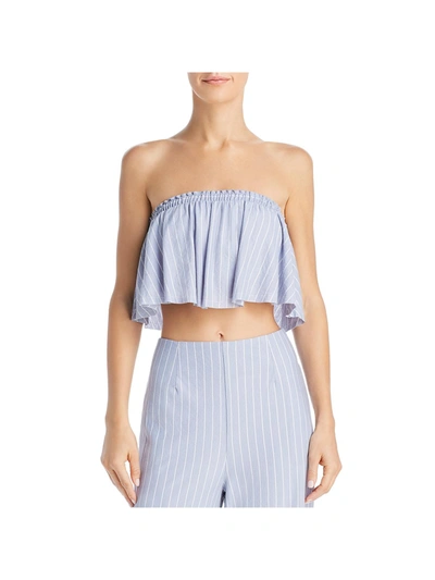 Sage Wild One  Womens Striped Strapless Crop Top In Blue