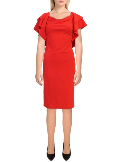 Lauren Ralph Lauren Womens Ruffled Short Cocktail And Party Dress In Red