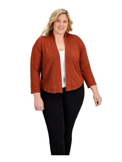 Kasper Plus Size Open-front Cardigan Sweater In Multi