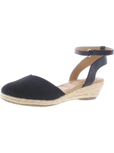 Me Too Nickie 15 Womens Ankle Strap Closed Toe Wedge Sandals In Black