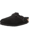 Birkenstock Boston Fur Womens Suede Shearling Clogs In Black