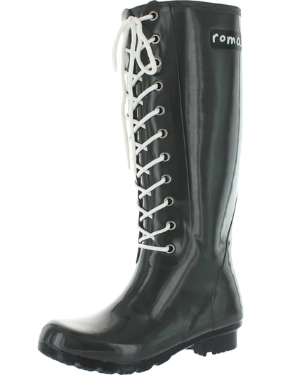 Roma Opinca Womens Waterproof Rubber Rain Boots In Black